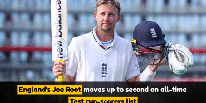 England's Joe Root moves up to second on all-time Test run-scorers list