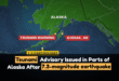 Tsunami advisory issued in parts of Alaska after 7.3-magnitude earthquake