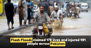 flash floods claimed 178 lives and injured 491 people across Pakistan